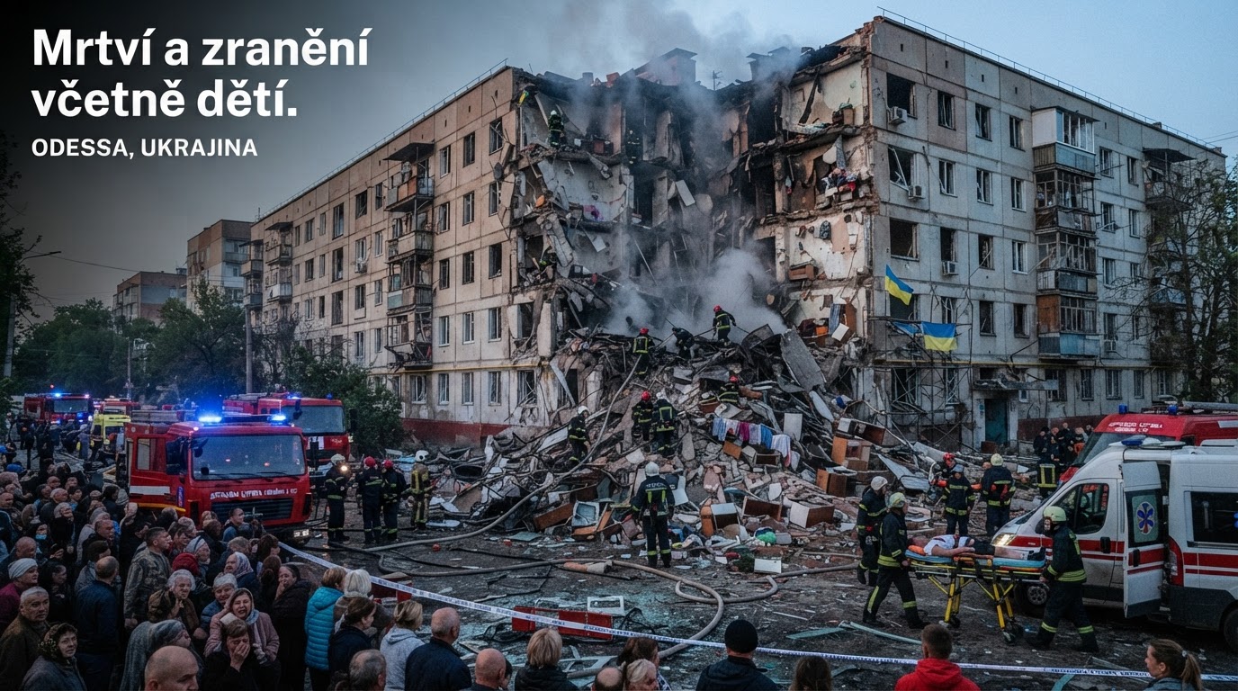 Rusko zasáhlo obytný dům v Oděse, hlášeny mrtvé a zranění včetně dětí