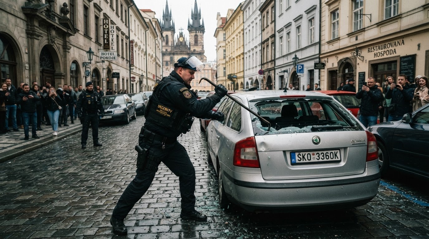 Příslušník bezpečnostních sborů rozbíjel auta na pražských ulicích